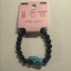 Simply Southern Tracker Elephant Bracelet Blue & Black Beaded - Brand New